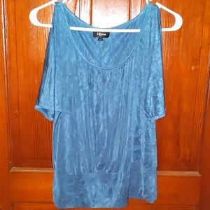 Blue cold shoulder top